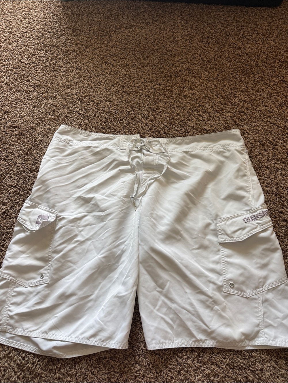 White Vintage Quicksilver Board Shorts